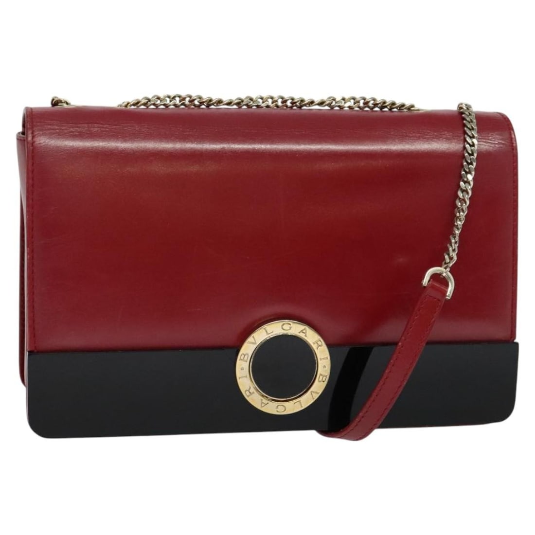 Bvlgari Signature red leather shoulder bag: Bvlgari Signature red leather shoulder bag Bvlgari Signature leather bag in red. Made in Italy, this women's bag is presented in good vintage condition with honest wear. Noted condition details includ