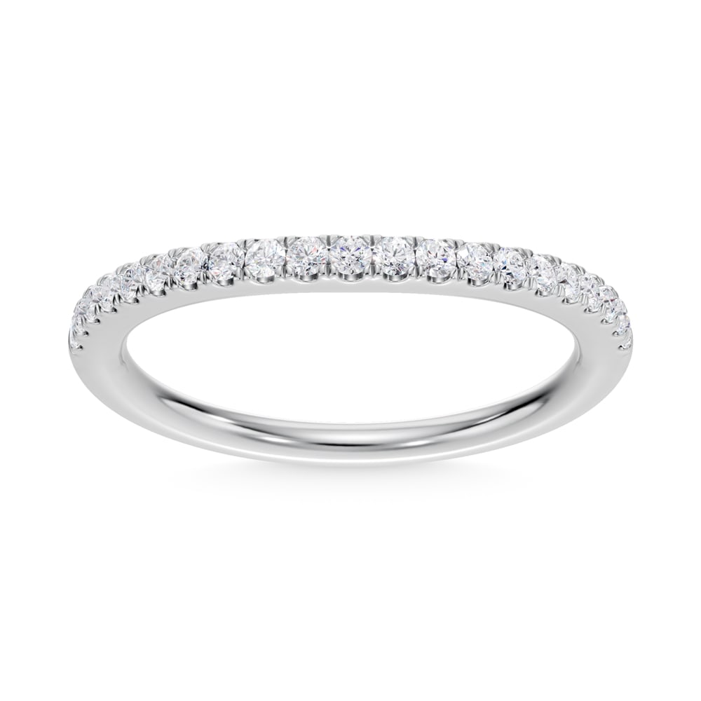 14K White Gold Lab Grown Diamond 1/4 Ct.Tw. Wedding Band: 14K White Gold Lab Grown Diamond 1/4 Ct.Tw. Wedding Band Celebrate your forever moment with the timeless brilliance of our Halo Diamond Engagement Ring. This exquisite piece features a stunning Round 