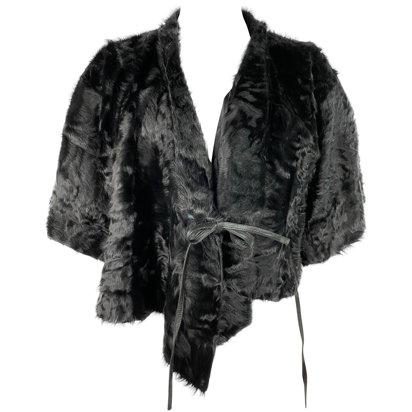 Ralph Lauren Collection cropped lamb shearling jacket black size M (1 of 9)