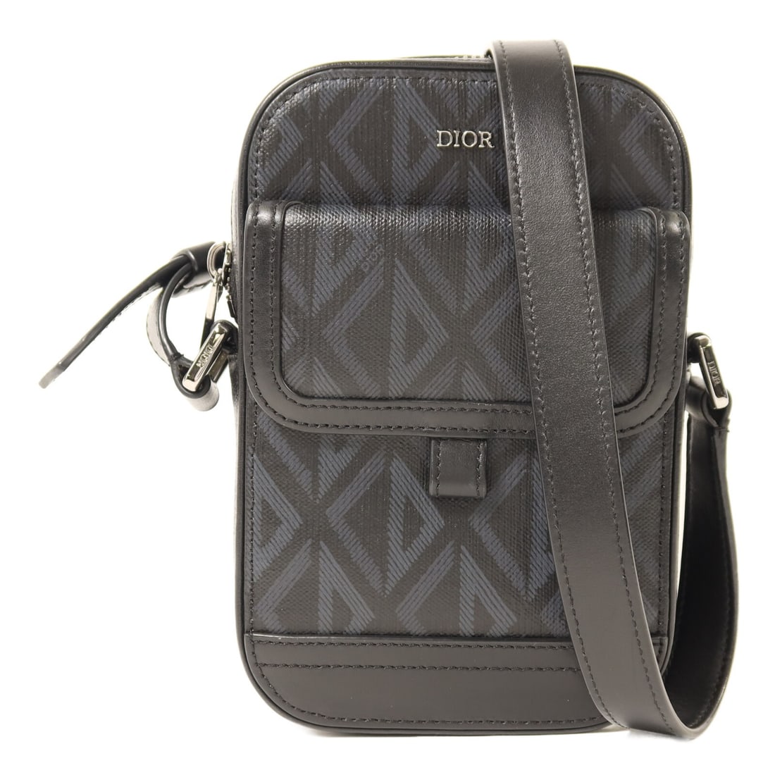 Dior CD Diamond Shoulder Bag Black PVC Coated Canvas: Dior CD Diamond Shoulder Bag Black PVC Coated Canvas A Christian Dior shoulder bag in black PVC coated canvas, designed for men and presented in very good AB condition. It features a black frame color