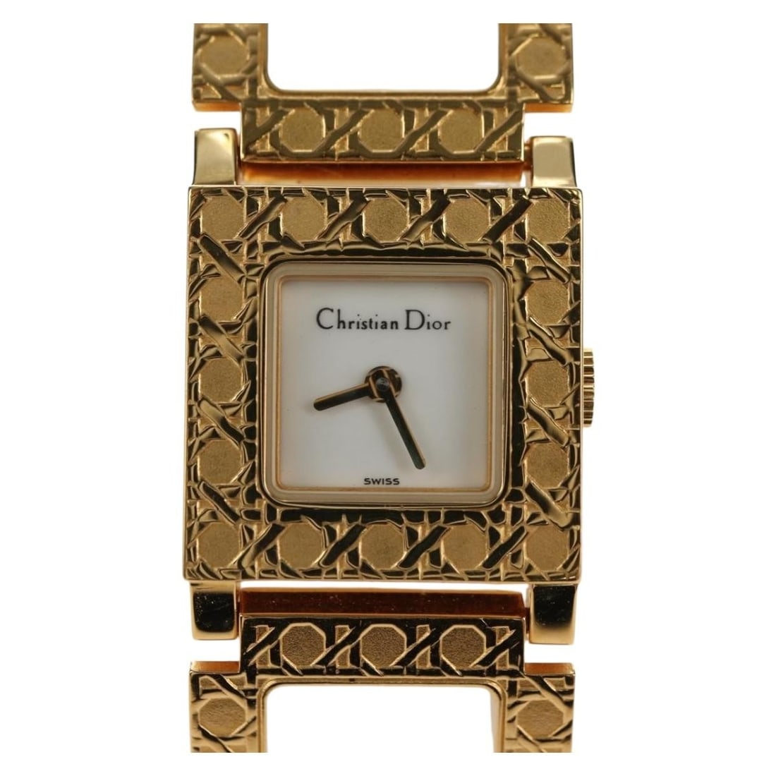 Christian Dior metal wristwatch in gold tone for women: Christian Dior metal wristwatch in gold tone for women Christian Dior La Parisienne women's wristwatch in gold-tone metal, made in Switzerland. Includes the instruction manual and card. Condition is A