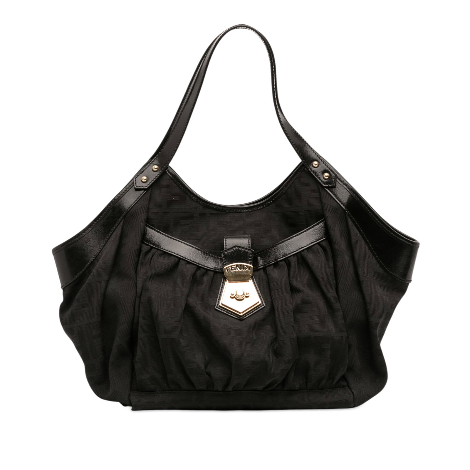 Fendi Zucca Chef Tote Bag in Black Canvas and Leather: Fendi Zucca Chef Tote Bag in Black Canvas and Leather Fendi Zucca Canvas Chef Tote in black, made in Italy. This tote bag features a canvas body with leather trim, flat leather straps, an open top wit