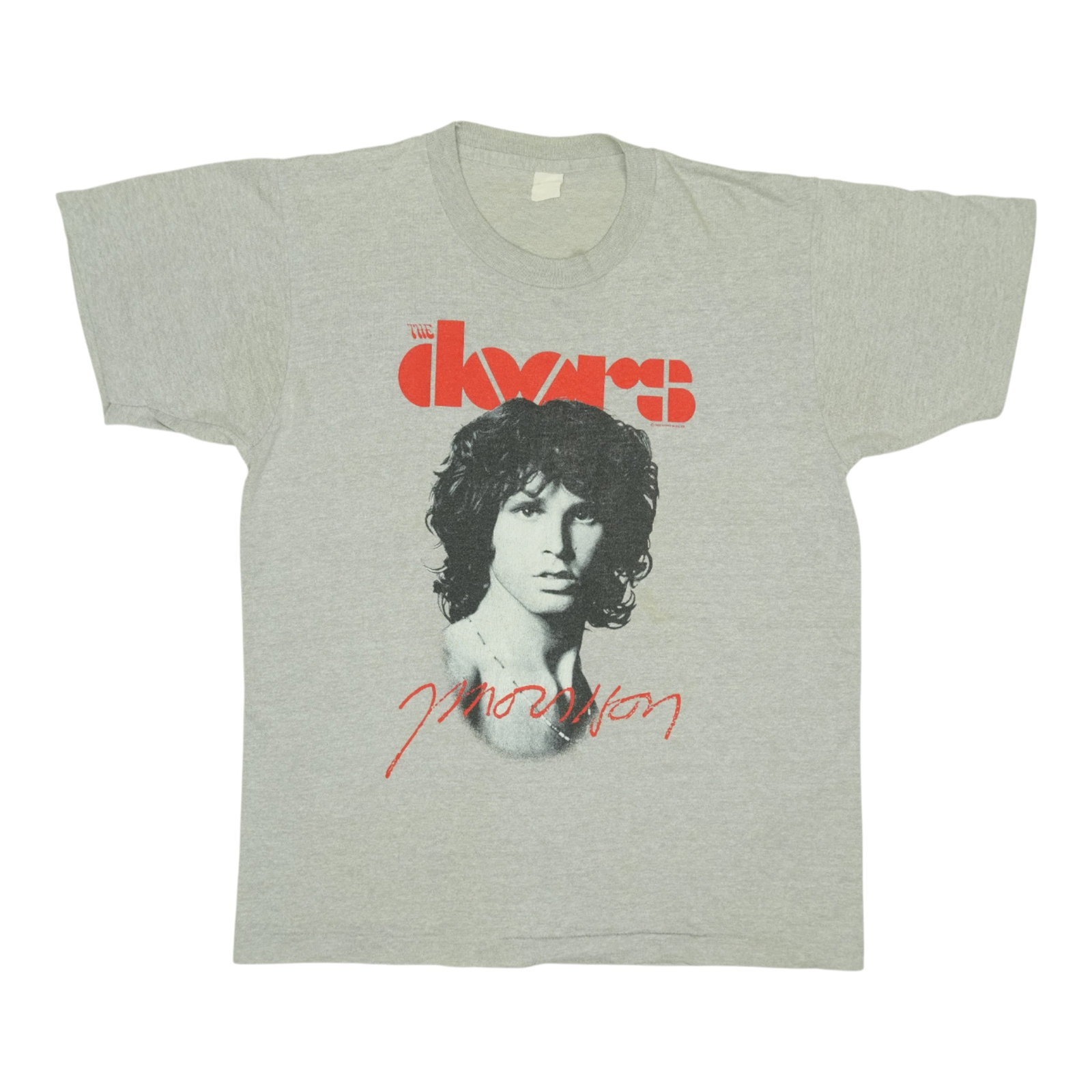 Vintage 1980s The Doors Jim Morrison band shirt grey: Vintage 1980s The Doors Jim Morrison band shirt grey Authentic vintage 1980s The Doors Jim Morrison shirt with front and back graphics. This original vintage shirt is not a modern reproduction. It is 