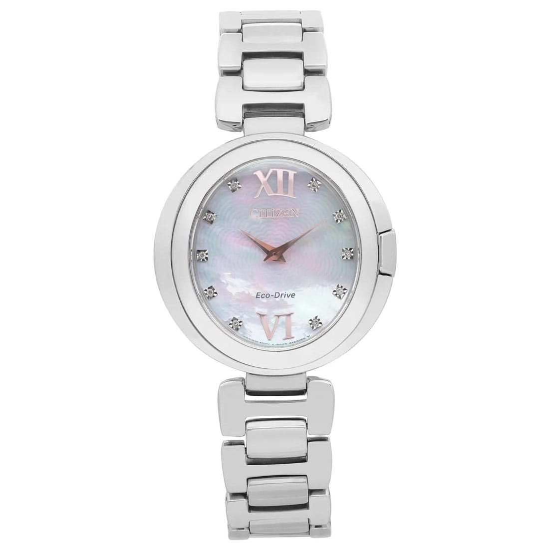 Citizen Eco-Drive EX1510-59D ladies watch steel MOP diamond dial: Citizen Eco-Drive EX1510-59D ladies watch steel MOP diamond dial Citizen Capella Eco-Drive ladies watch featuring a steel case and bracelet with a mother-of-pearl dial. This display model may have imp