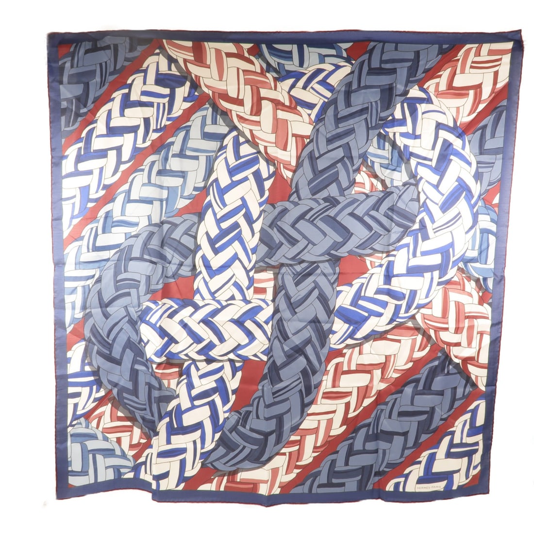 Hermes 90x90cm Silk Cotton Scarf in Blue Gray (1 of 8)
