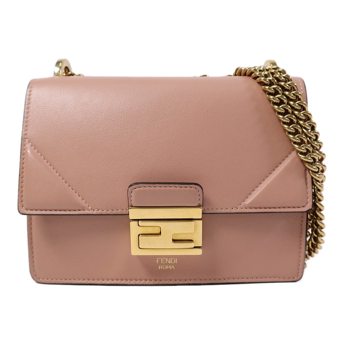 FENDI Kan U 8BT312 Pink Lambskin Shoulder Bag GHW (1 of 15)