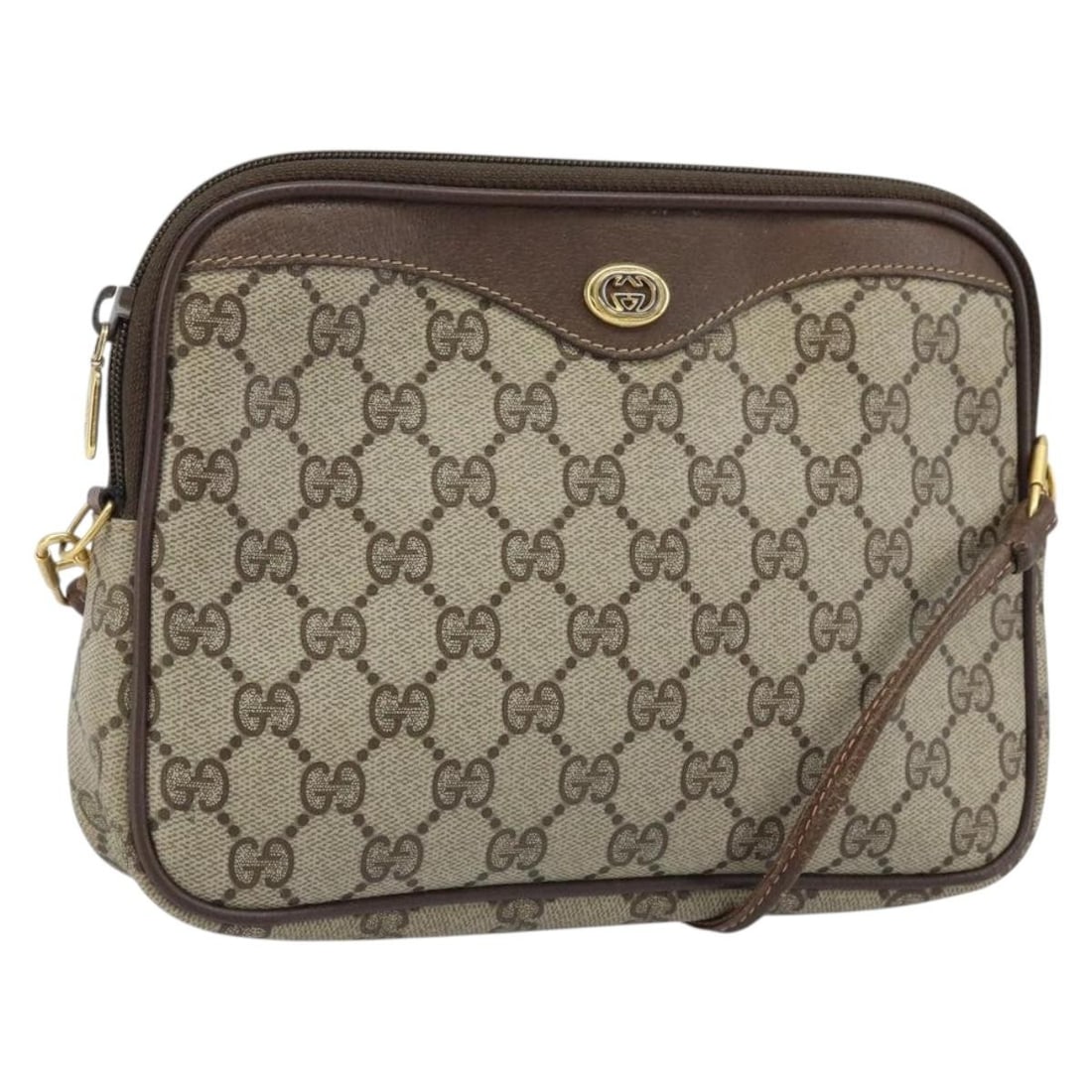 Gucci 97 02 068 GG Supreme PVC Leather Shoulder Bag Beige Gold: Gucci 97 02 068 GG Supreme PVC Leather Shoulder Bag Beige Gold Authentic Gucci GG Supreme shoulder bag in beige and gold with PVC leather and GG canvas construction. Made in Italy for women, this shou