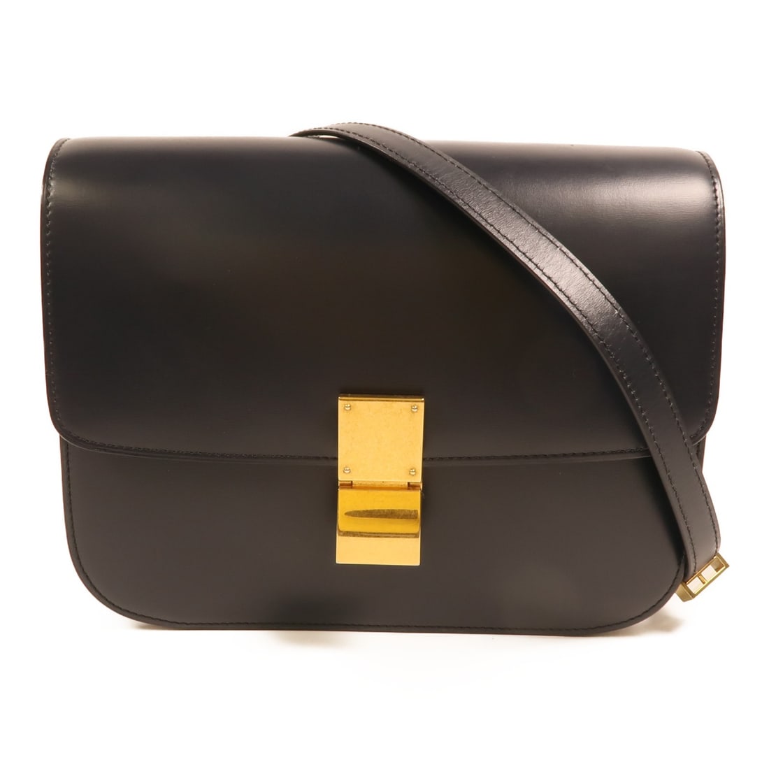 CELINE Classic Box Medium Navy Calfskin Shoulder Bag GHW (1 of 17)