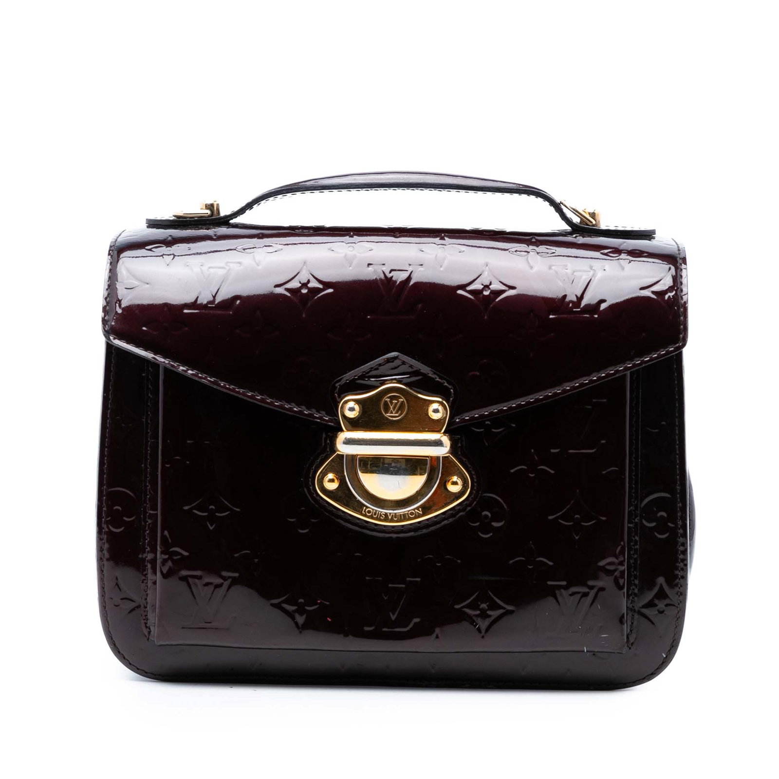 Louis Vuitton Mirada Purple Monogram Vernis Leather Top Handle Bag: Louis Vuitton Mirada Purple Monogram Vernis Leather Top Handle Bag The Louis Vuitton Monogram Vernis Mirada bag features a monogram vernis leather body in purple, a flat leather top handle, a front fl
