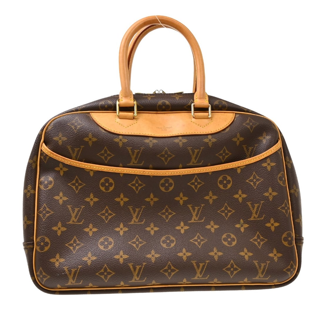 Louis Vuitton Deauville Monogram Canvas Vanity Handbag M47270: Louis Vuitton Deauville Monogram Canvas Vanity Handbag M47270 Louis Vuitton Deauville Bowling Vanity business handbag in Monogram canvas and leather, made in France. This vintage medium bag features a