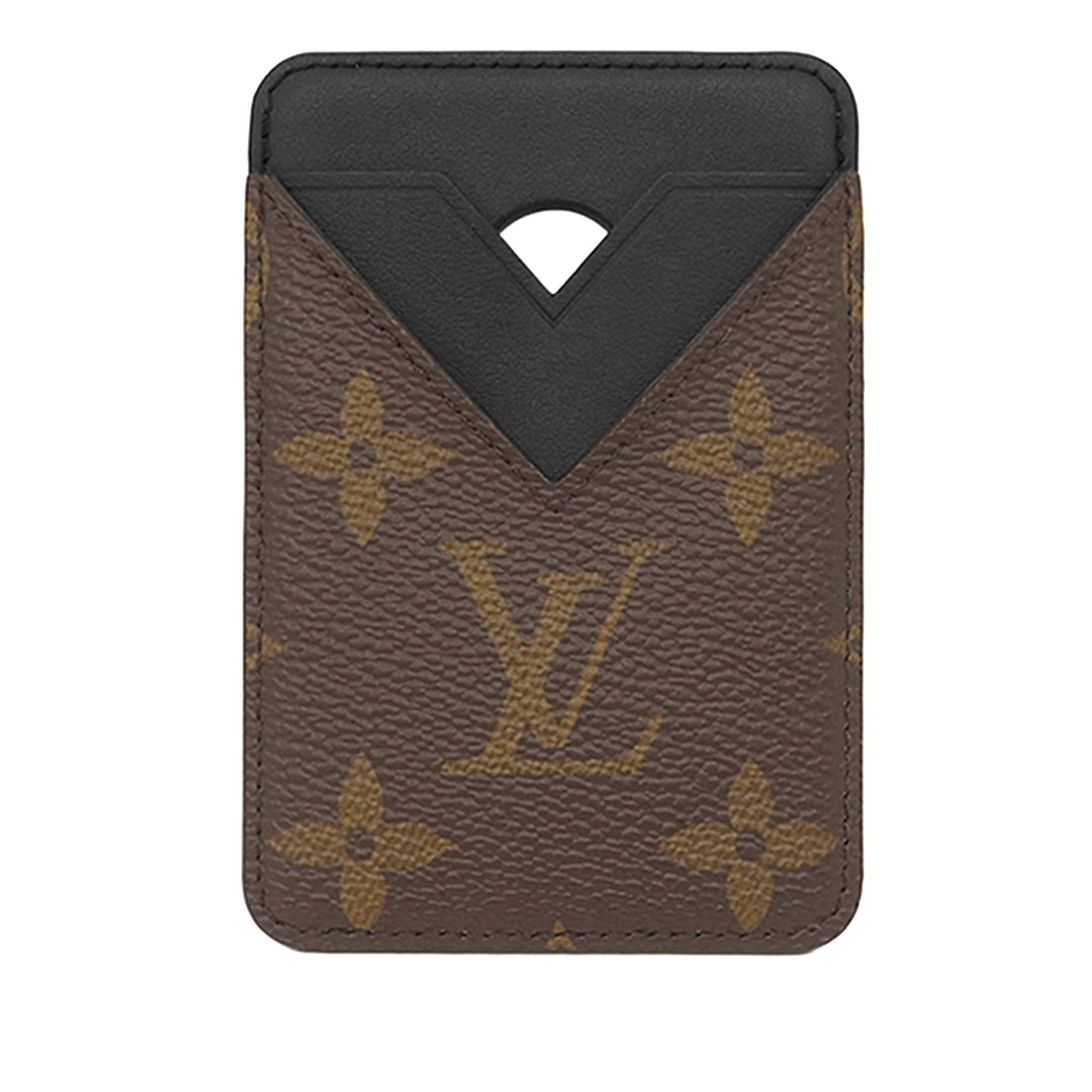 Louis Vuitton Monogram Macassar leather magnetic card holder: Louis Vuitton Monogram Macassar leather magnetic card holder Louis Vuitton Monogram Macassar Magnetic Card Holder in brown, made in Italy. It features a monogram canvas body with leather card slots. T