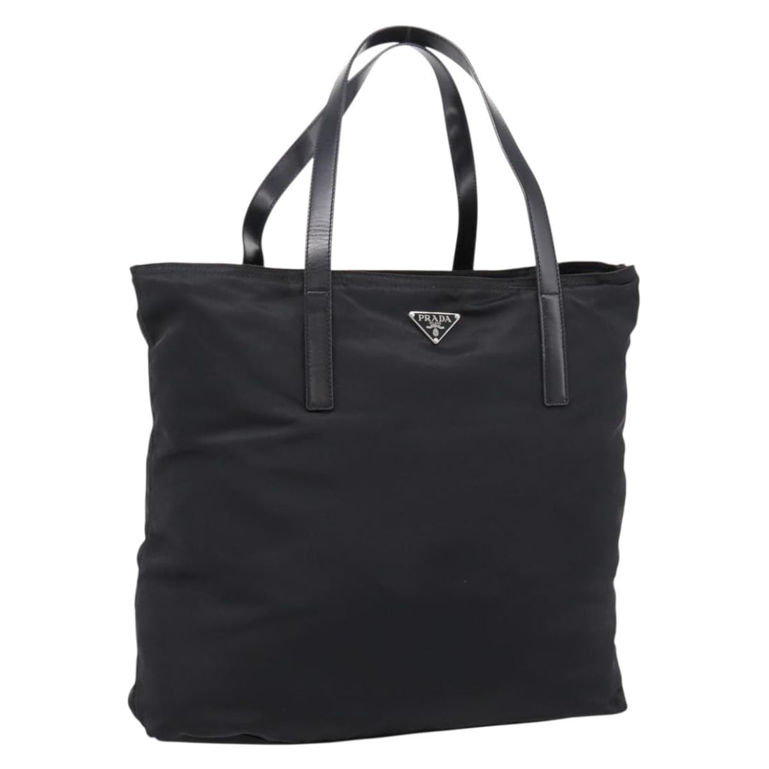PRADA Black Nylon Tote Bag Silver Tone Italy: PRADA Black Nylon Tote Bag Silver Tone Italy Authentic Prada tote bag in black nylon with silver-tone accents. Made in Italy, this women's tote shows reasonable wear and tear consistent with a B rank 