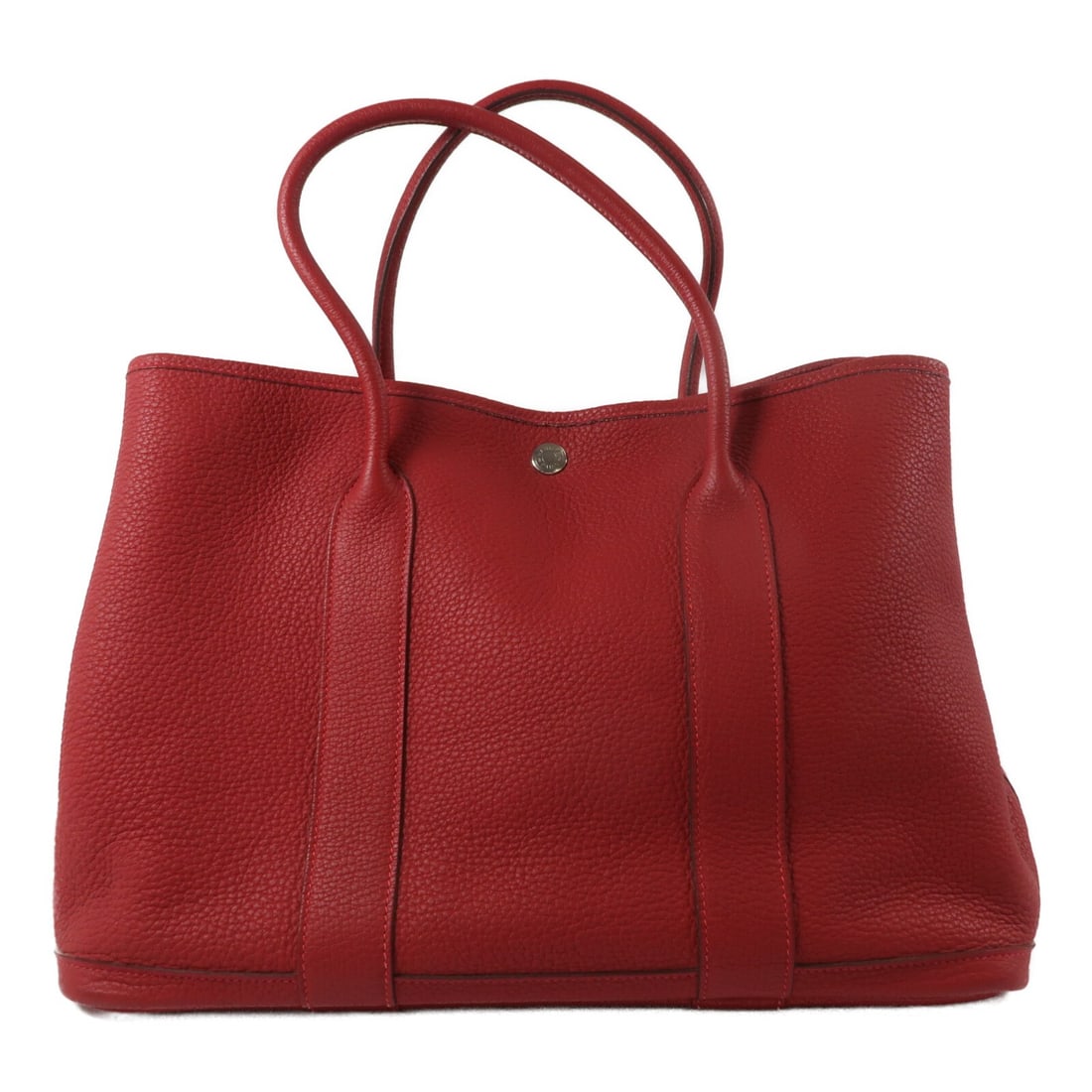 Hermes Garden Party PM Rouge Tomate Negonda Leather Handbag PHW: Hermes Garden Party PM Rouge Tomate Negonda Leather Handbag PHW Hermes Garden Party PM handbag in Rouge Tomate Negonda leather with palladium-tone hardware. This women's handbag features an open inter