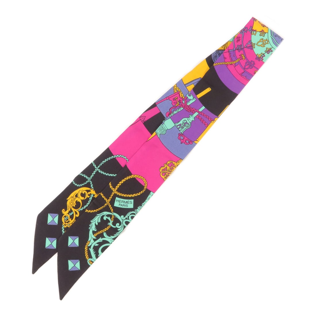 Hermes Twilly Silk Scarf Multicolor Purple (1 of 7)