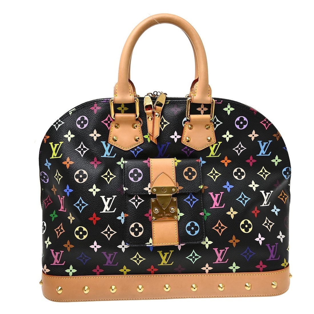 Louis Vuitton Alma GM M40442 Black Monogram Multicolor Handbag: Louis Vuitton Alma GM M40442 Black Monogram Multicolor Handbag Louis Vuitton Alma GM handbag in Monogram Multicolor canvas and leather, made in Italy. It features a zip closure, black exterior, and a 