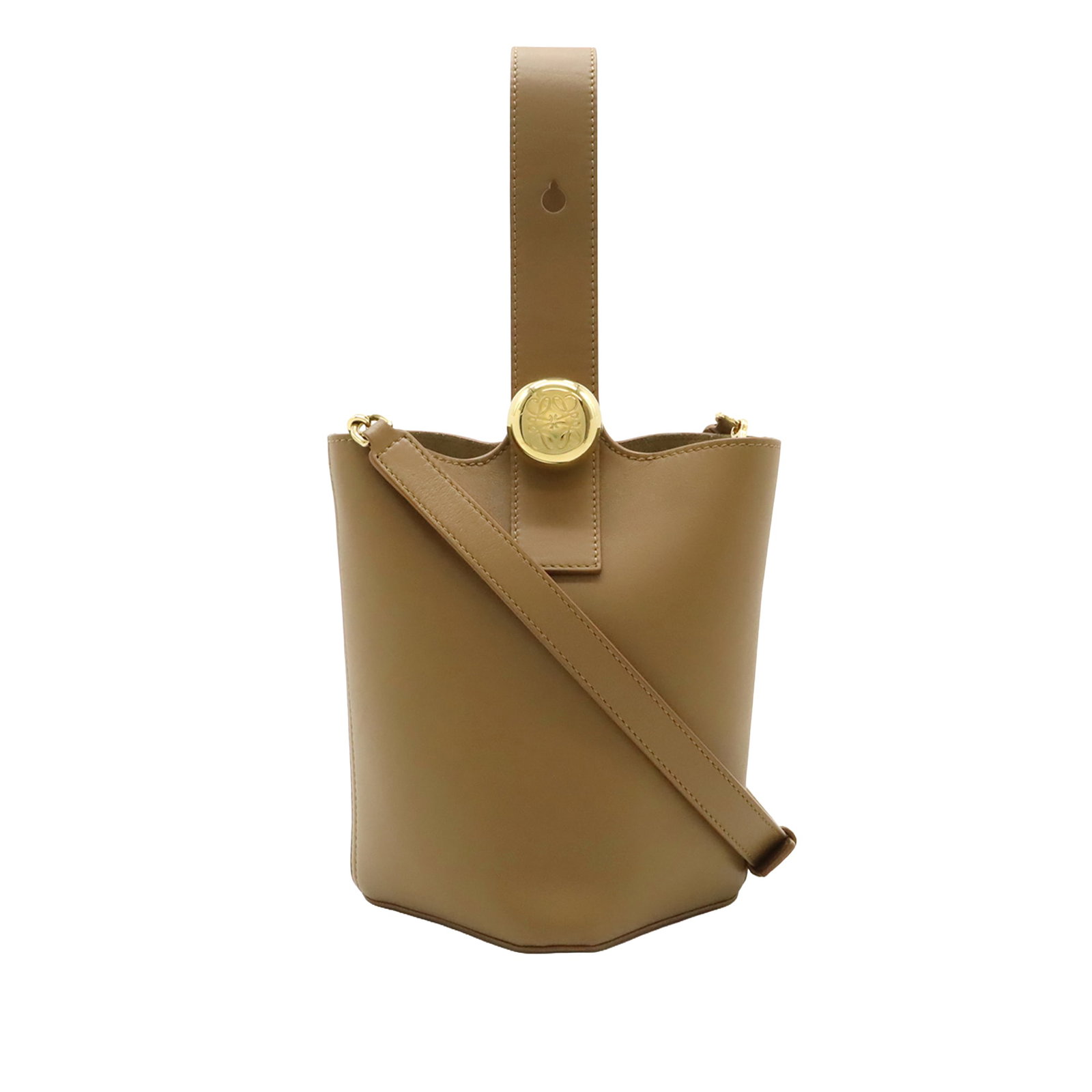 LOEWE Pebble Mini Bucket Bag in Brown Calfskin Leather (1 of 9)