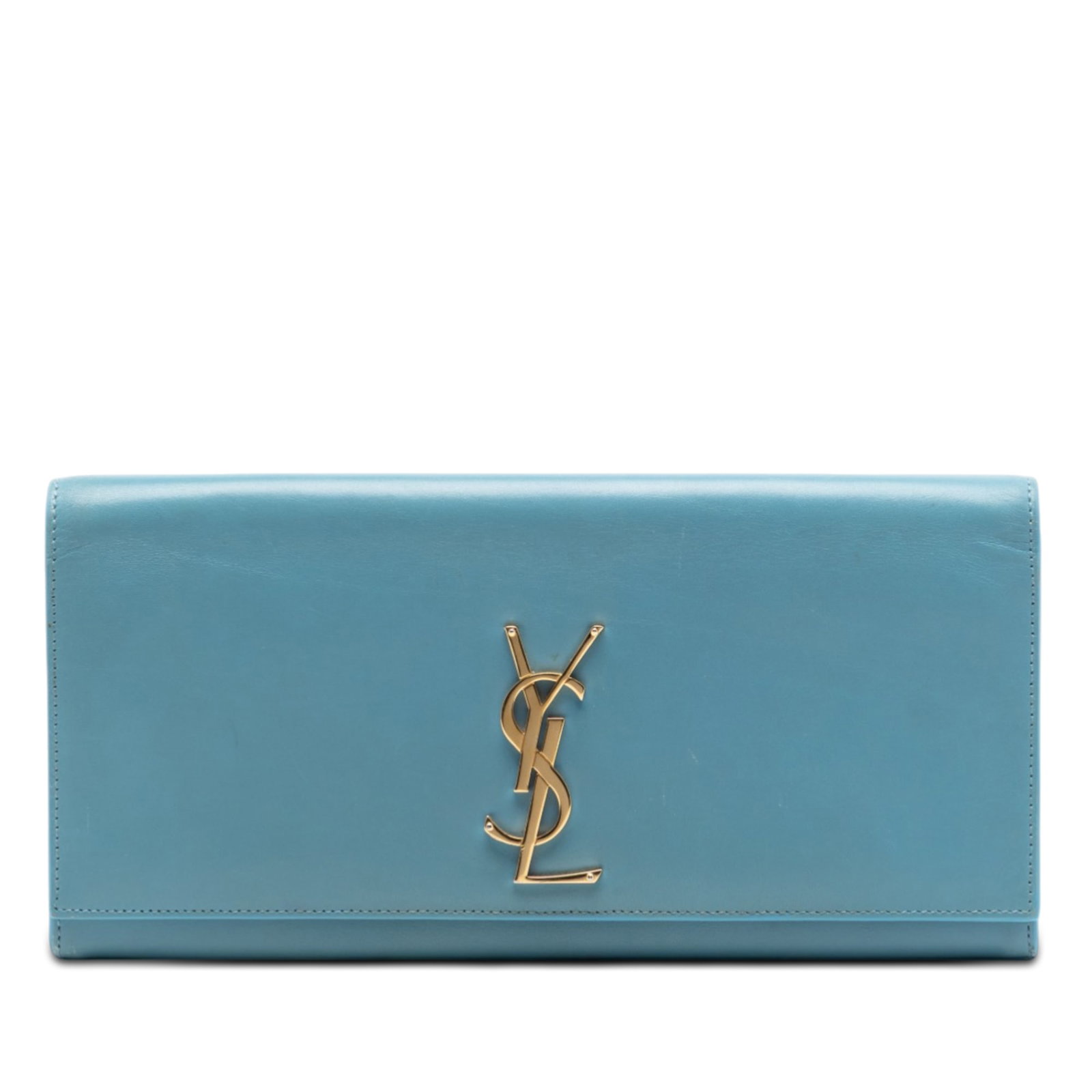 Saint Laurent blue leather Cassandre clutch (1 of 7)