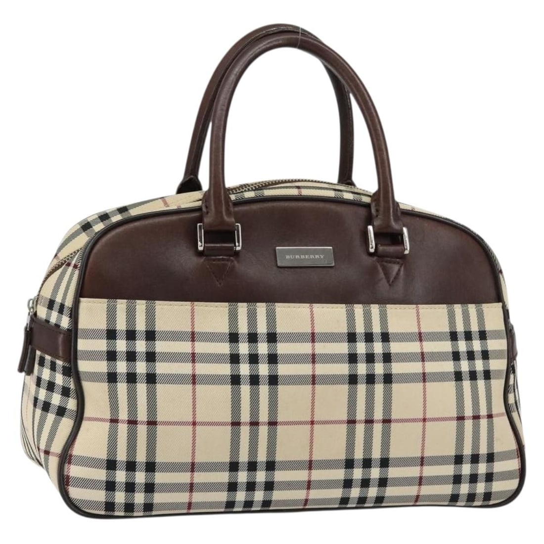 Burberry Nova Check Nylon Tote Handbag Beige Silver: Burberry Nova Check Nylon Tote Handbag Beige Silver Burberry Nova Check tote bag in beige and silver nylon. This women's tote is a heavily used authentic piece with visible wear throughout, including 