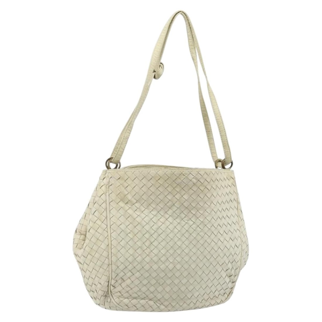 Bottega Veneta Intrecciato Leather Shoulder Handbag White Gold: Bottega Veneta Intrecciato Leather Shoulder Handbag White Gold Bottega Veneta Intrecciato shoulder bag in white and gold leather, made in Italy. This women's shoulder bag includes only the item shown 