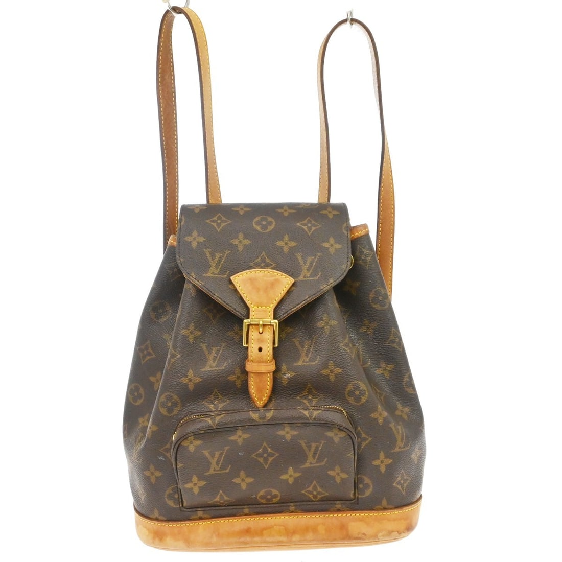 Louis Vuitton M51136 Montsouris MM Monogram Canvas Backpack: Louis Vuitton M51136 Montsouris MM Monogram Canvas Backpack Vintage Louis Vuitton Montsouris MM backpack in brown Monogram canvas with leather trim. This medium backpack features a flap buckle and dra
