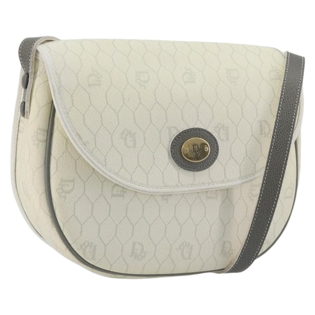 Christian Dior Honeycomb PVC Leather Shoulder Bag White Gold Tone: Christian Dior Honeycomb PVC Leather Shoulder Bag White Gold Tone Authentic Christian Dior honeycomb shoulder bag in white with gold tone accents. Made in France, this women's shoulder bag is crafted 