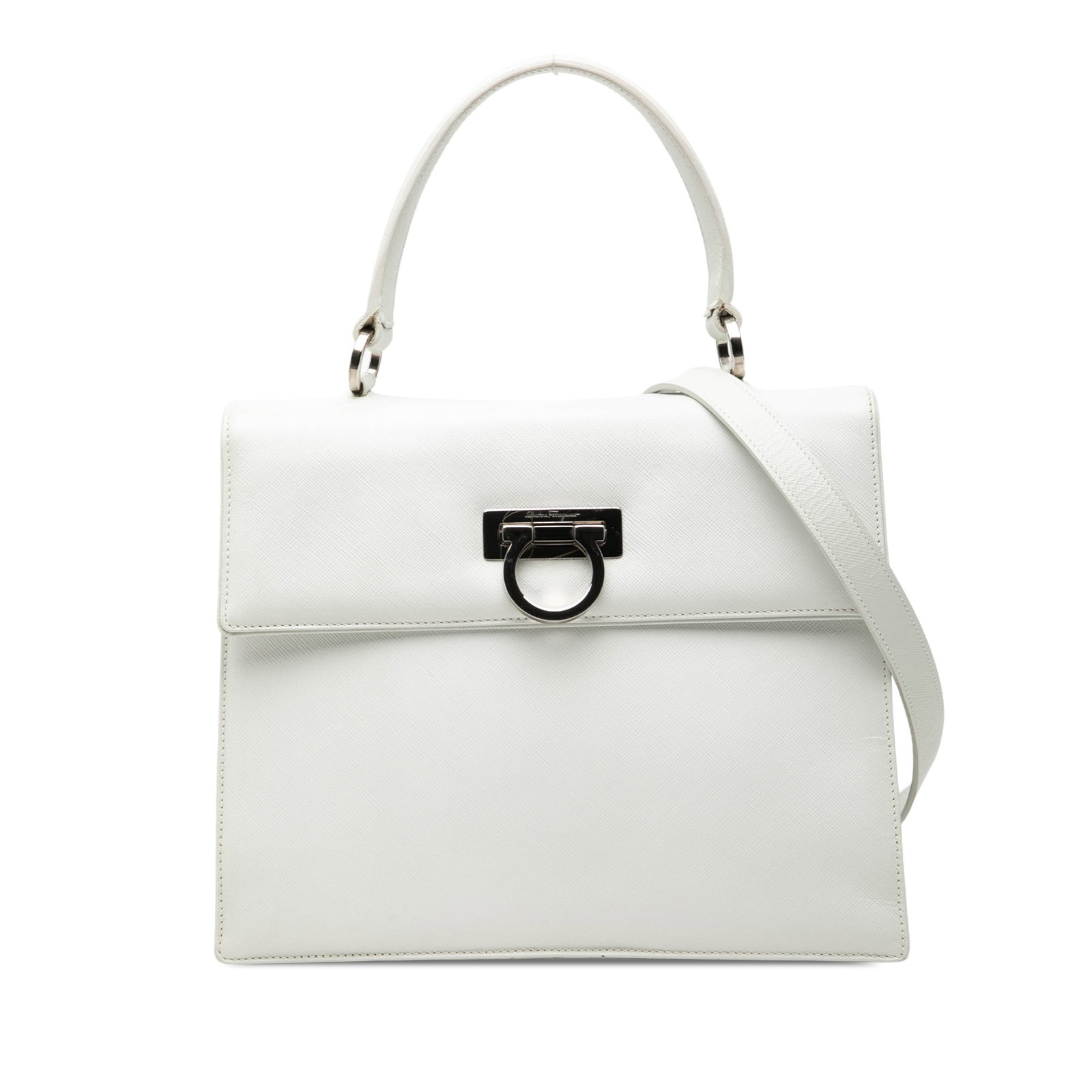 Ferragamo Gancini Leather Top Handle Satchel with Strap (1 of 6)