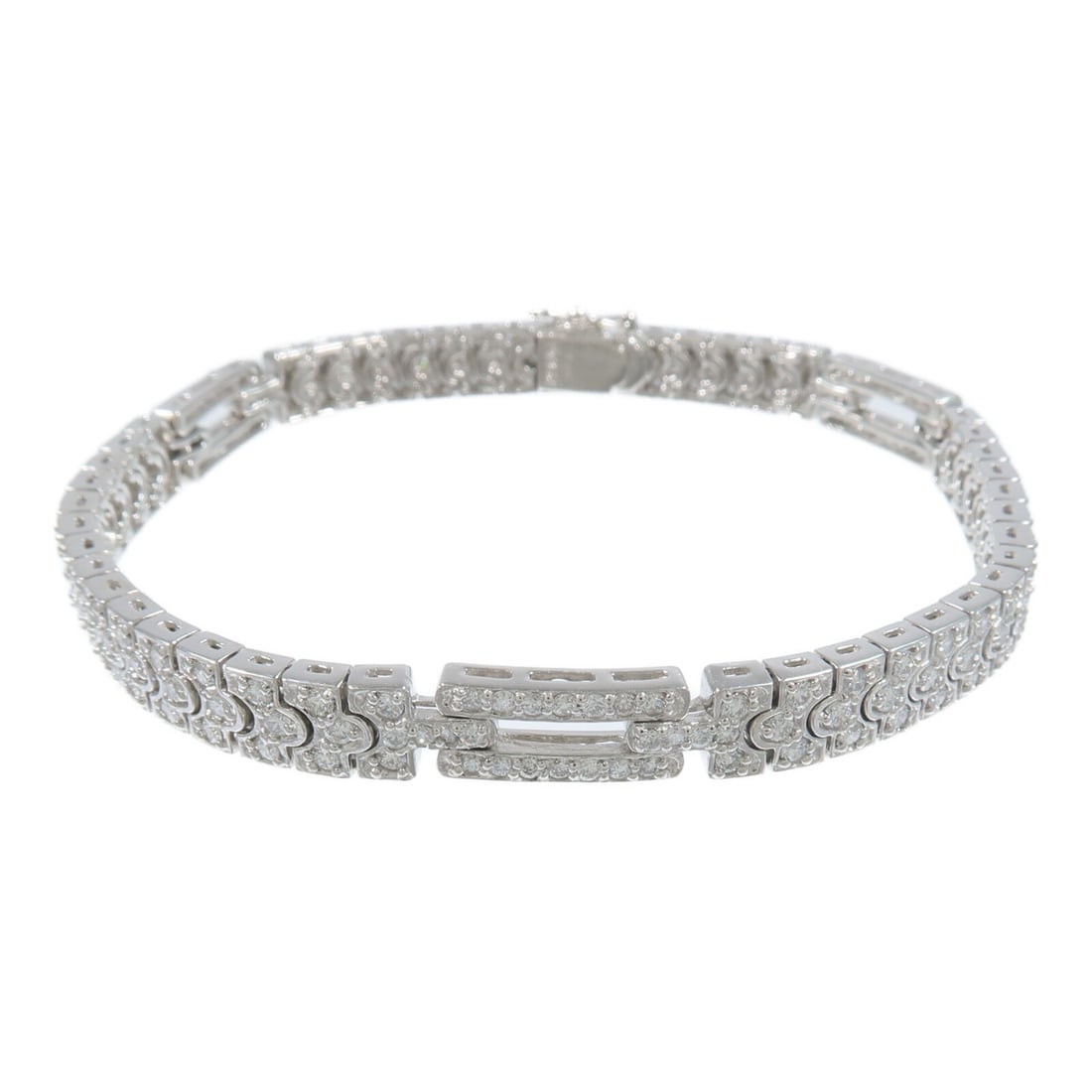Pt850 Platinum Diamond Bracelet 2.65ct 18cm Womens: Pt850 Platinum Diamond Bracelet 2.65ct 18cm Womens Diamond bracelet in Pt850 platinum with clear appearance and diamond accents. Designed for women, this regular-size bracelet is from Hong Kong and is
