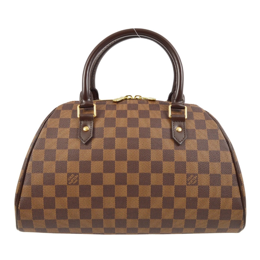 Louis Vuitton Rivera MM Damier Ebene Top Handle Bag N41434: Louis Vuitton Rivera MM Damier Ebene Top Handle Bag N41434 Louis Vuitton Damier Rivera MM handbag in brown Damier canvas and leather, made in Spain. This medium top handle bag features a zip closure, 
