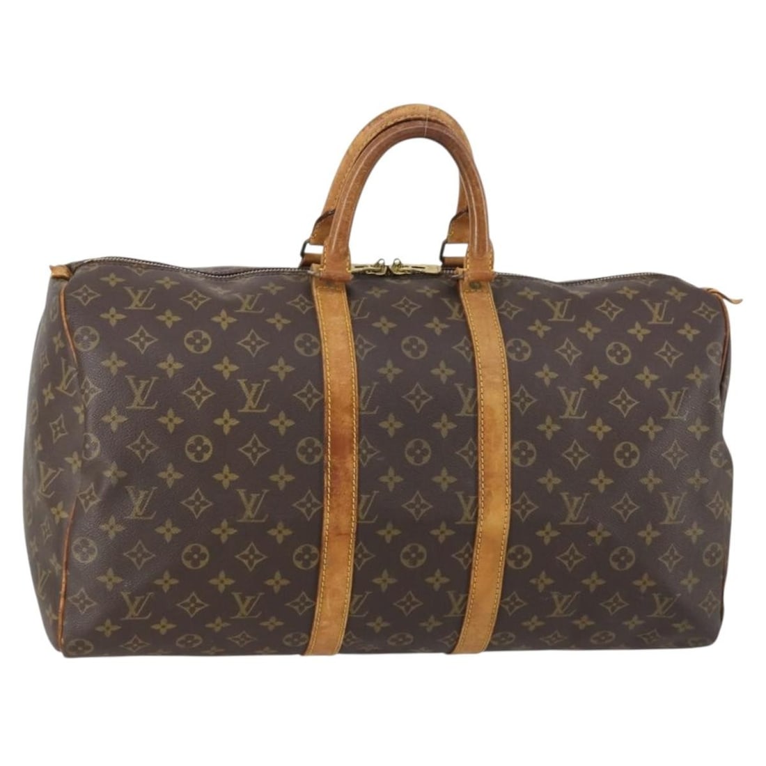 Louis Vuitton M41426 Keepall 50 Monogram Canvas Boston Bag: Louis Vuitton M41426 Keepall 50 Monogram Canvas Boston Bag Authentic Louis Vuitton Keepall 50 Boston bag in Monogram canvas. This women's travel bag shows heavy signs of use consistent with condition 