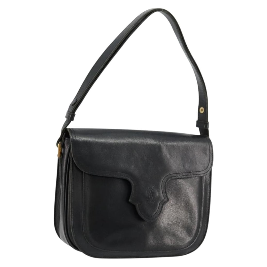 Saint Laurent Black Leather Shoulder Bag with Gold Tone Hardware: Saint Laurent Black Leather Shoulder Bag with Gold Tone Hardware Saint Laurent shoulder bag in black leather with gold-tone accents. This women's bag is made in Italy and includes the item shown in th