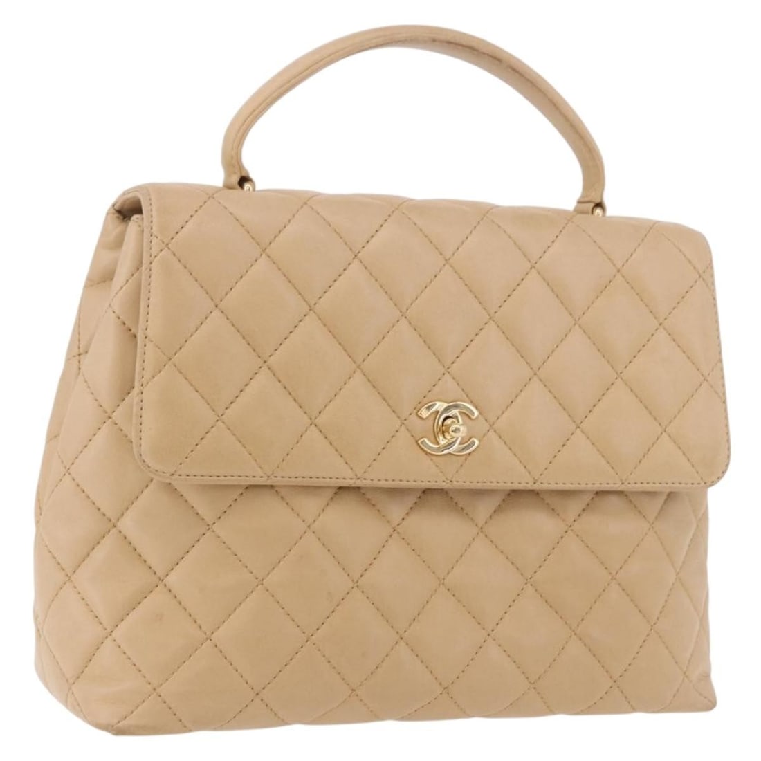 CHANEL Matelasse Lamb Skin Hand Bag Beige Gold CC: CHANEL Matelasse Lamb Skin Hand Bag Beige Gold CC CHANEL Matelasse hand bag in beige lamb skin with gold-tone CC detailing. Made in Italy, this women's handbag includes a dust bag and guarantee card. 