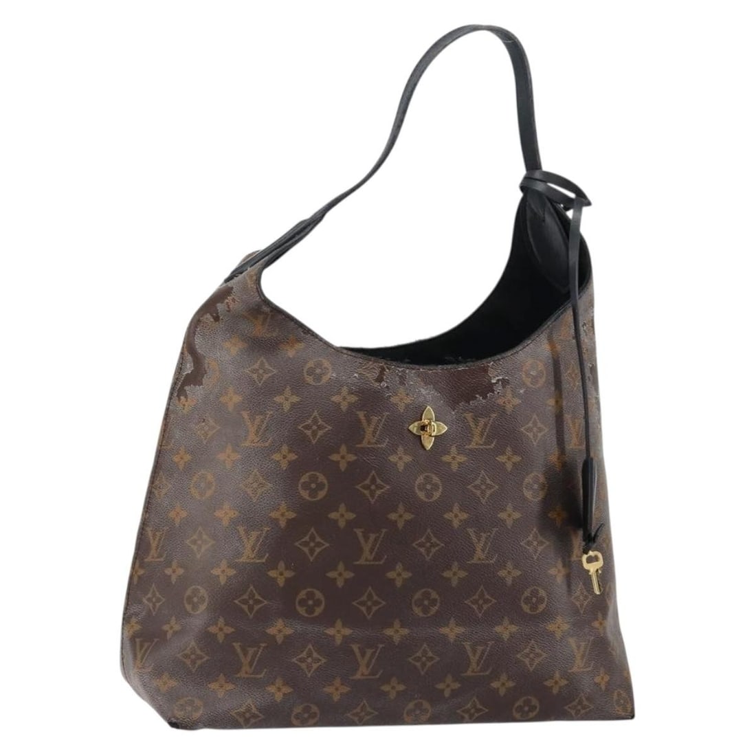 Louis Vuitton M43545 Monogram Canvas Flower Hobo Shoulder Bag: Louis Vuitton M43545 Monogram Canvas Flower Hobo Shoulder Bag Louis Vuitton Monogram Flower hobo shoulder bag in monogram canvas. This women's shoulder bag is made in France and includes a padlock, on