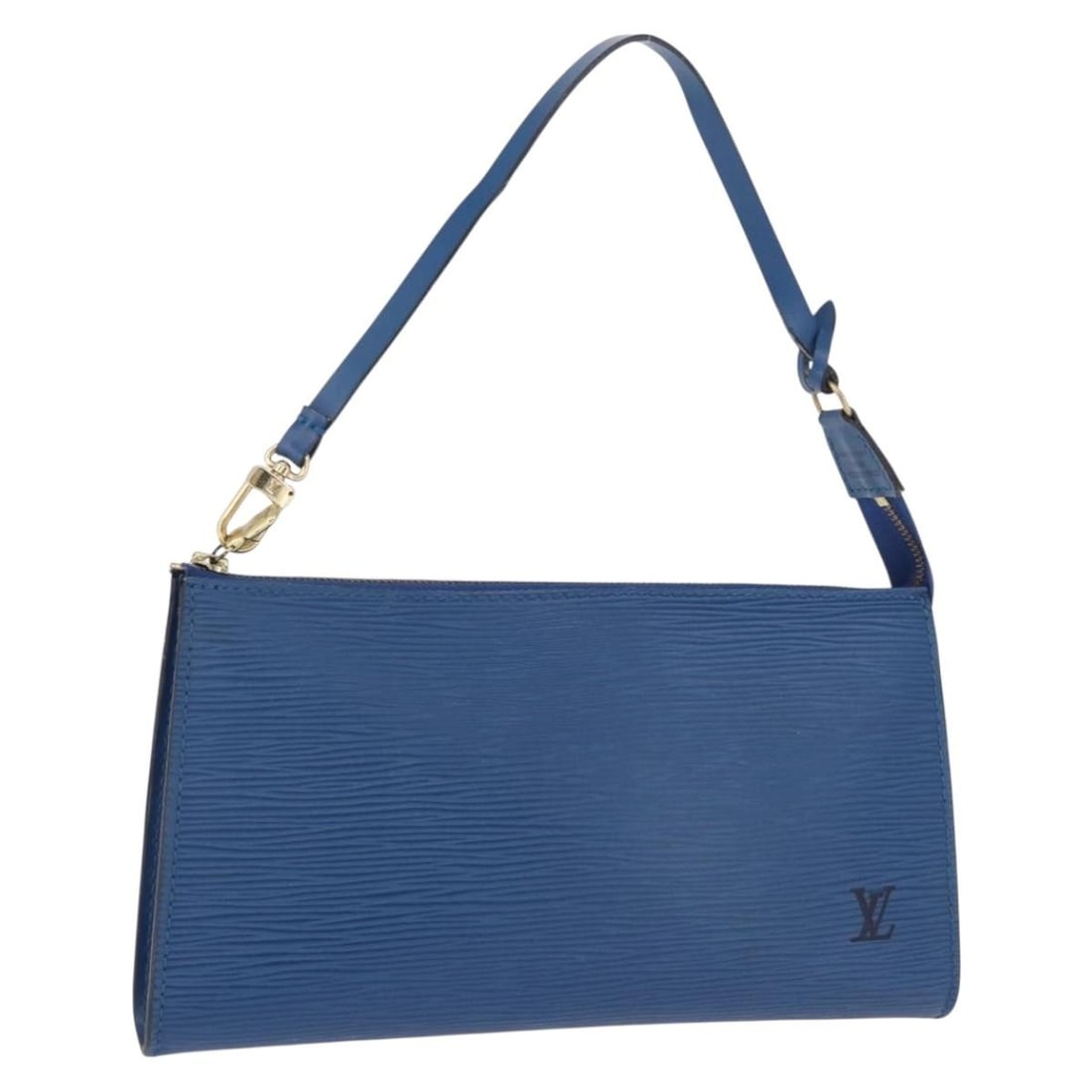 Blue Epi Leather Handbag Louis Vuitton Pochette Accessoires: Blue Epi Leather Handbag Louis Vuitton Pochette Accessoires Louis Vuitton Pochette Accessoires in blue leather. This women's handbag is made in France and is presented in good condition, showing light
