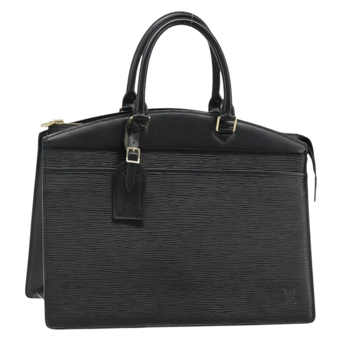 Louis Vuitton Riviera M48182 Epi Leather Handbag Black: Louis Vuitton Riviera M48182 Epi Leather Handbag Black Louis Vuitton Riviera handbag in black Epi leather. This women's handbag was made in France and features a structured silhouette with dual top ha