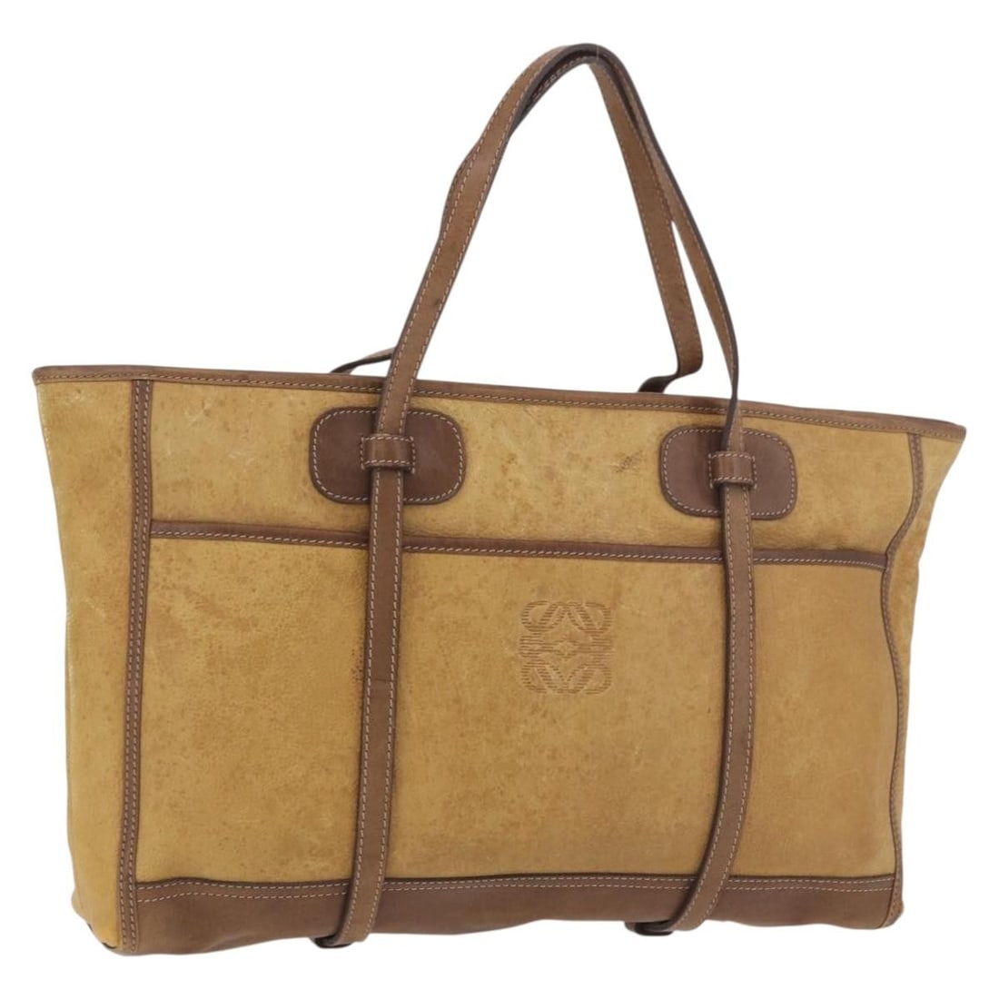 LOEWE Anagram Canvas Tote Handbag Beige Gold: LOEWE Anagram Canvas Tote Handbag Beige Gold LOEWE Anagram tote bag in beige and gold canvas, made in Spain. This women's tote is offered without the original item box or dust bag; only the item shown