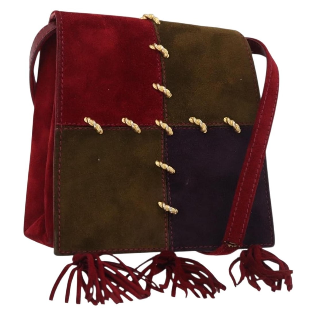 Salvatore Ferragamo Red Suede Shoulder Bag with Gold Tone: Salvatore Ferragamo Red Suede Shoulder Bag with Gold Tone Compact Salvatore Ferragamo shoulder bag in red suede with gold-tone accents. This women's bag is made in Italy and includes only the item sho