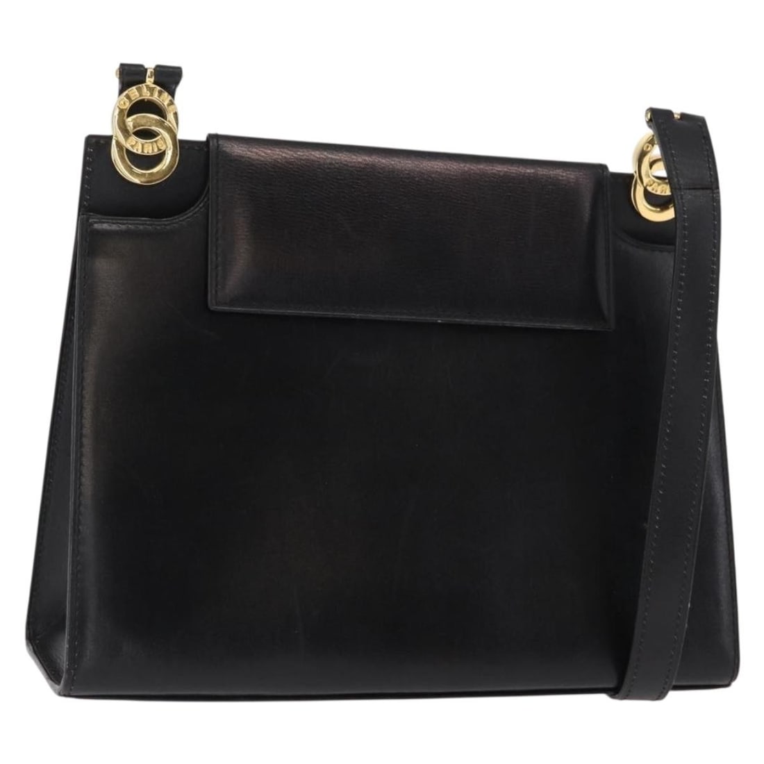 Celine Black Leather Circle Shoulder Bag with Gold Accents: Celine Black Leather Circle Shoulder Bag with Gold Accents This CELINE Circle shoulder bag is crafted from black leather with gold-tone accents. Made in France, the bag features a structured silhouett