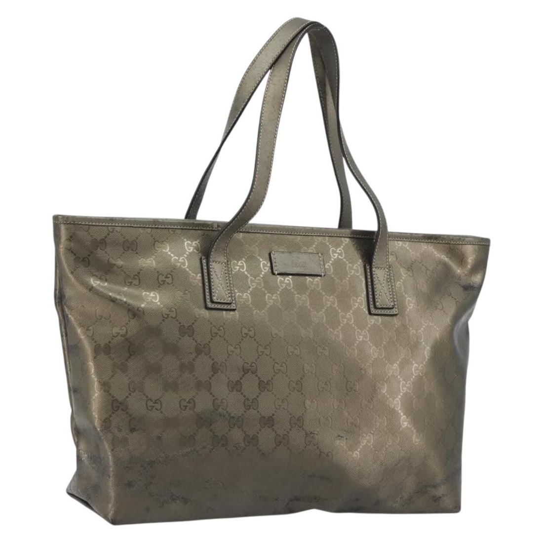 Gucci 211137 Guccissima GG Canvas and Leather Silver Tote: Gucci 211137 Guccissima GG Canvas and Leather Silver Tote Gucci GG Canvas Guccissima tote bag in silver leather and GG canvas. Made in Italy, this bag measures approximately W37 x H27 x D11 cm with a 