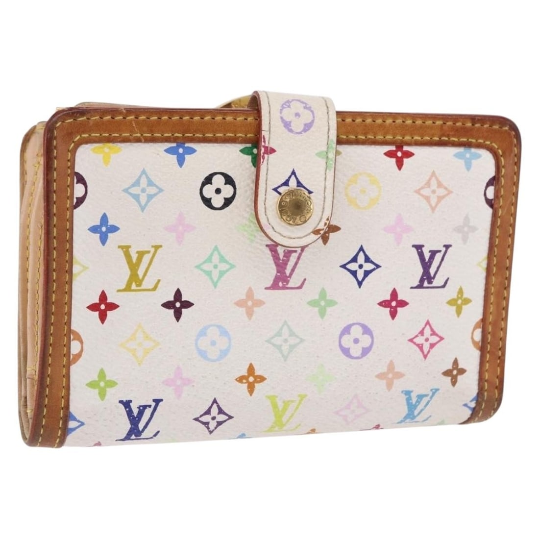 Louis Vuitton M92987 Porte Monnaie Viennois White Multicolor Wallet: Louis Vuitton M92987 Porte Monnaie Viennois White Multicolor Wallet Louis Vuitton Porte Monnaie Viennois wallet in white Monogram Multicolor canvas. This women's wallet was made in France and shows he