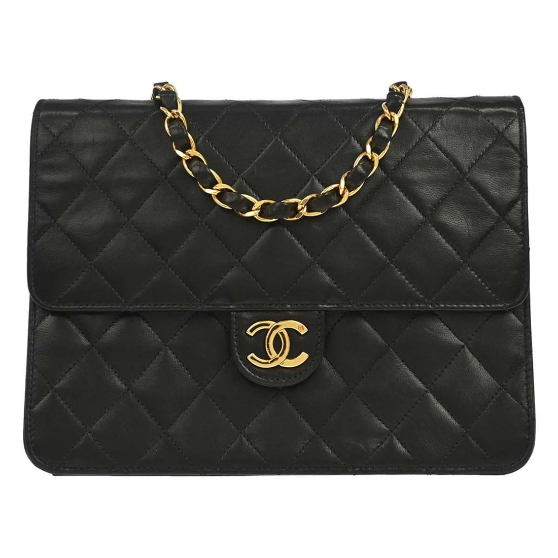 Chanel Vintage Classic Flap Black Leather Handbag 22cm (1 of 15)