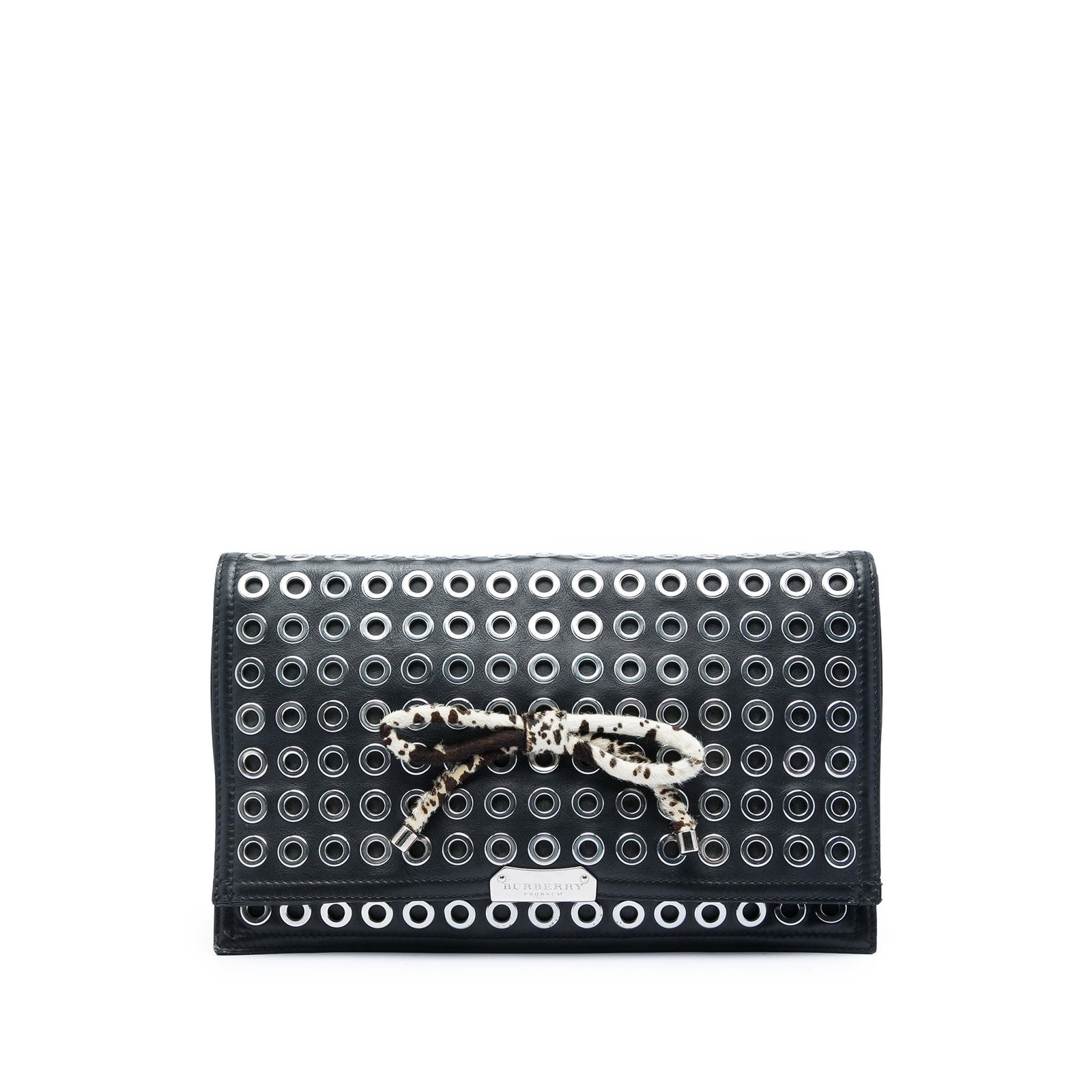 Burberry Prorsum black lambskin clutch with pony hair bow (1 of 6)