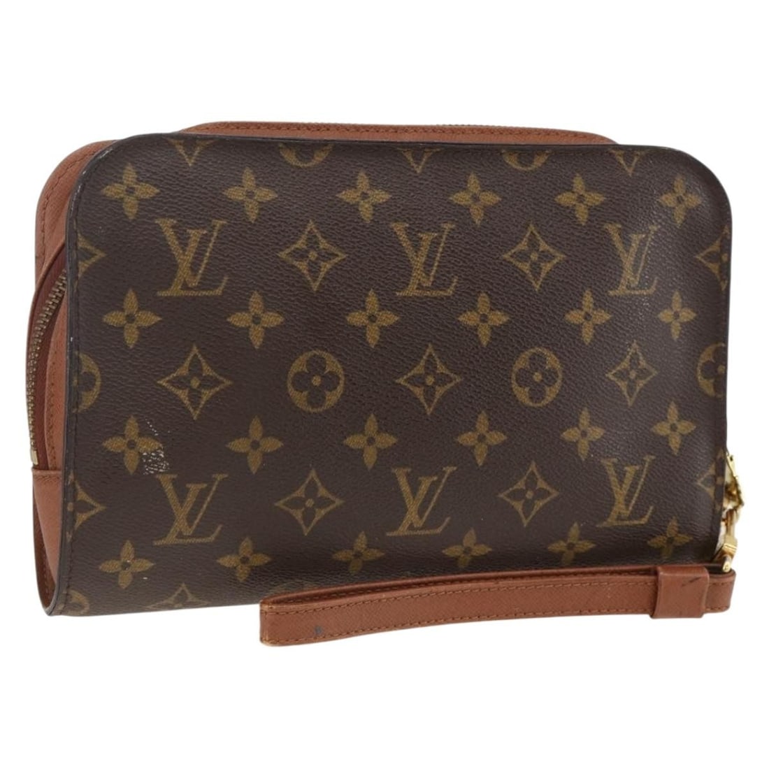 Louis Vuitton Orsay Monogram Canvas Womens Clutch M51790: Louis Vuitton Orsay Monogram Canvas Womens Clutch M51790 Louis Vuitton Orsay clutch bag in Monogram canvas, made in France. This women's clutch shows heavy signs of use, including an out-of-shape exte