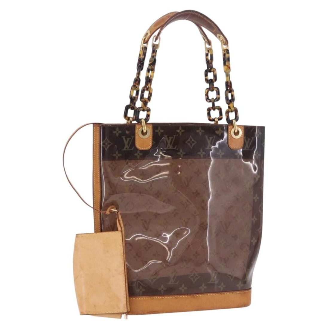 Louis Vuitton M92502 Cabas Ambre PM Brown Vinyl Monogram Tote: Louis Vuitton M92502 Cabas Ambre PM Brown Vinyl Monogram Tote Louis Vuitton Monogram Vinyl Cabas Ambre PM tote bag in brown vinyl and monogram canvas. This women's tote includes a pouch and was made i