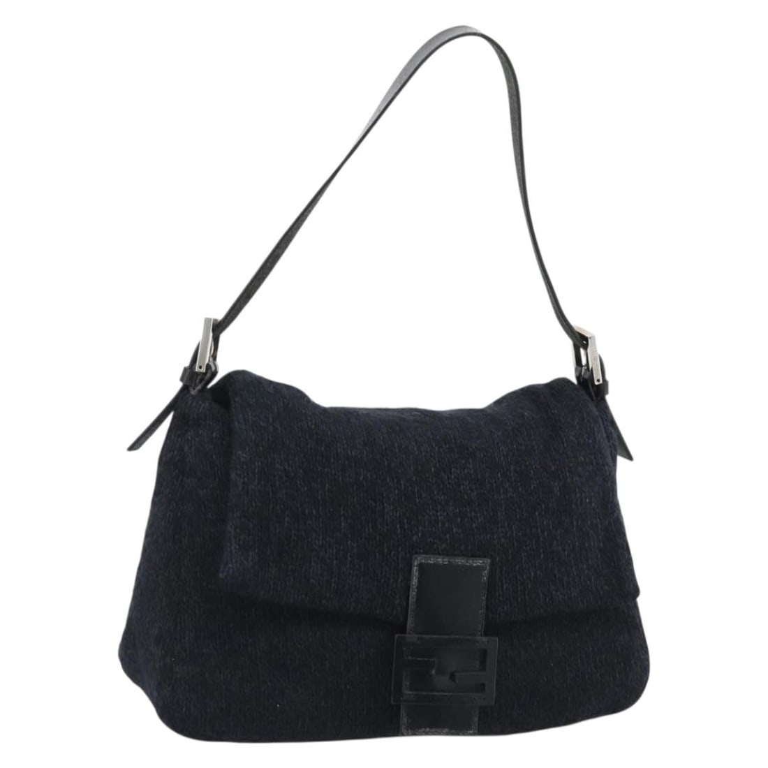 FENDI Mamma Baguette Wool Shoulder Bag Navy Silver Tone: FENDI Mamma Baguette Wool Shoulder Bag Navy Silver Tone Authentic Fendi Mamma Baguette shoulder bag in navy wool with silver-tone accents. This women's shoulder bag is made in Italy and includes only 