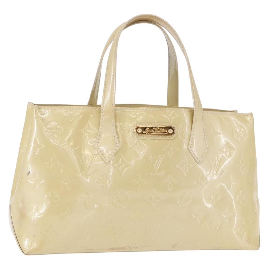 LOUIS VUITTON Monogram Vernis Wilshire PM Hand Bag Broncorail M91452 Authentic: LOUIS VUITTON Monogram Vernis Wilshire PM Hand Bag Broncorail M91452 Authentic This Louis Vuitton Monogram Vernis Wilshire PM Hand Bag is a stylish accessory crafted from durable patent leather in a s
