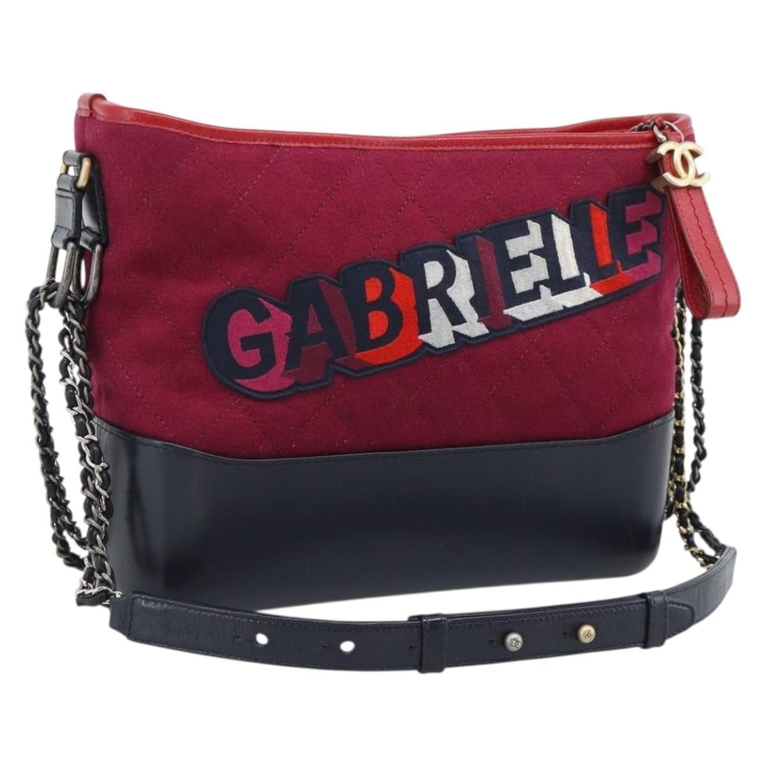 CHANEL Gabrielle de Chanel red black canvas shoulder bag (1 of 18)