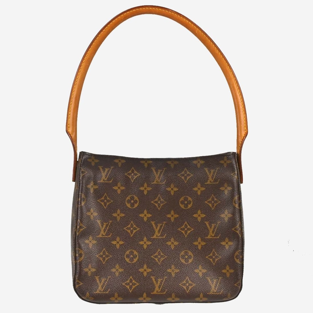 Louis Vuitton Mini Looping Monogram Canvas Top Handle Bag M51146: Louis Vuitton Mini Looping Monogram Canvas Top Handle Bag M51146 Vintage Louis Vuitton Looping MM handbag in brown Monogram canvas and leather with a top handle and magnetic closure. The bag features 