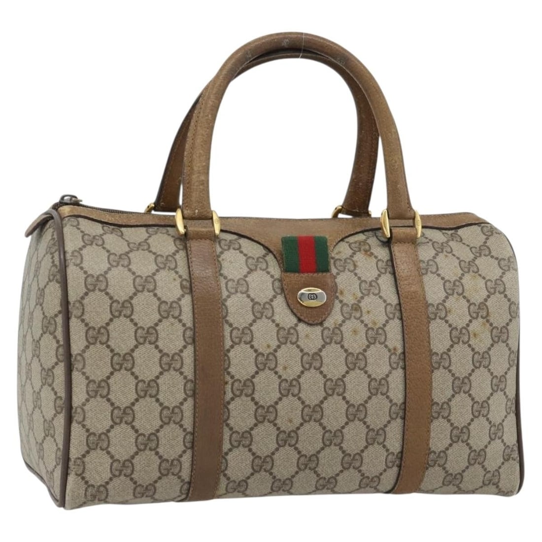 Gucci Sherry Line GG Supreme PVC Hand Bag Beige Gold 39 02 007: Gucci Sherry Line GG Supreme PVC Hand Bag Beige Gold 39 02 007 Gucci GG Supreme Web Sherry Line handbag in beige and gold PVC leather with GG canvas. Made in Italy, this women's handbag is offered as 