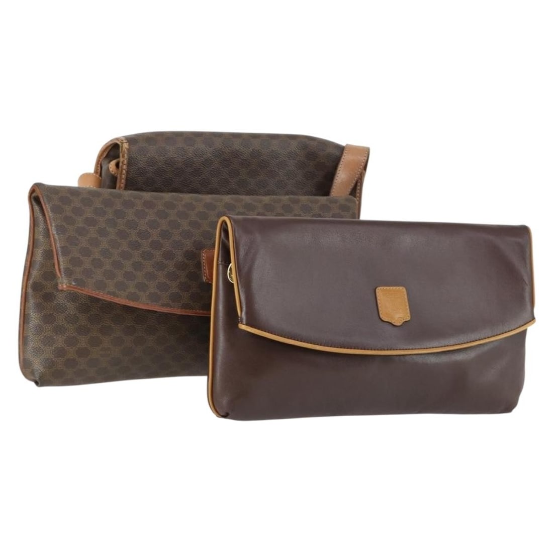 3 Piece Brown Shoulder Bag Set CELINE Macadam Canvas PVC (1 of 18)