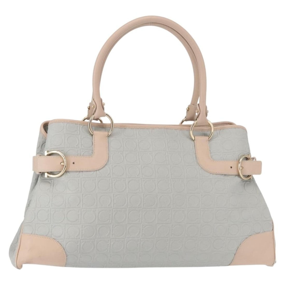 Gray Leather Tote Bag by Salvatore Ferragamo Gancini 45cm: Gray Leather Tote Bag by Salvatore Ferragamo Gancini 45cm This Salvatore Ferragamo Gancini Tote is crafted from leather in a gray color, designed for women. It features a spacious interior with multip